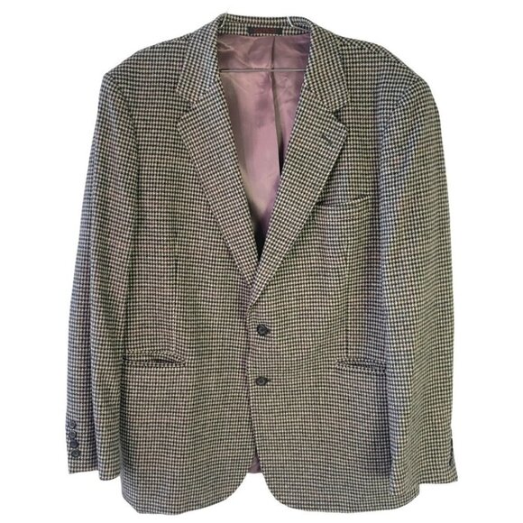 MADE IN POLAND WOOL BLAZER PREMIUM HOUNDSTOOTH BLAZER MULTICOLOUR MEN  SIZE 44R - Picture 9 of 9
